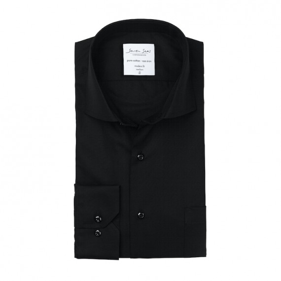 SevenSeasskjortemodernfitss7black-33